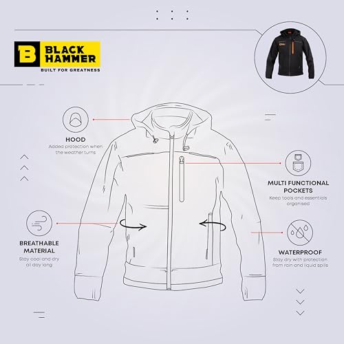 Kurtka Robocza Black Hammer Soft Shell dla Mężczyzn, Idealna dla Handlowców i do Trudnych Zadań (Large)