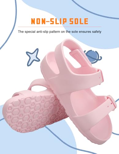 Kids Toddler Sandals Boys Girls Double Buckle Slides Summer Shower Beach Pool Water Shoes Slip on Clouds Slippers,Pink 13 Little Kid 5
