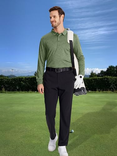 Image of MAGCOMSEN Men's Long Sleeve Golf Polo Shirts Collared Athletic Quick Dry Lightweight Work Shirts