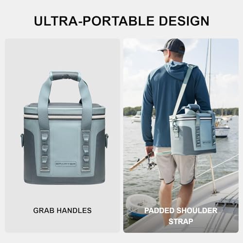 SPARTER Portable Soft Cooler 12 Cans, IP68 Tizip Leak-Proof Zipper for Camping, Fishing, Beach, Outdoors Insulated Ice Chest with Reusable Ice Pack by SPARTER - Used condition - Image 6