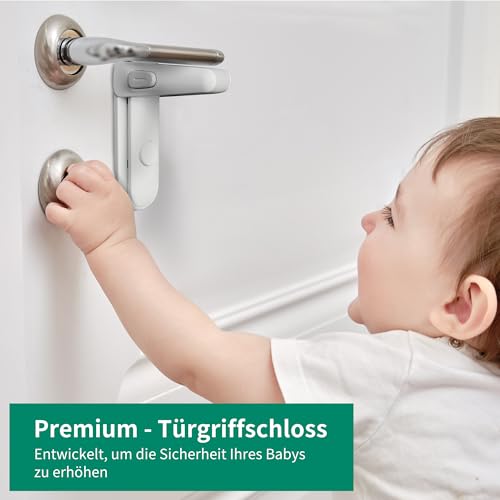 Moonybaby 2 Stück Kindersicherung für Türklinken, Türgriff Sicherheitshebel, Kindersicherung Tür, Kein Werkzeug, Einfache Bedienung, Keine Rückstände