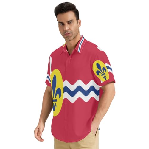 Chemise infroissable homme boutonnée motif Saint-Louis Missouri S