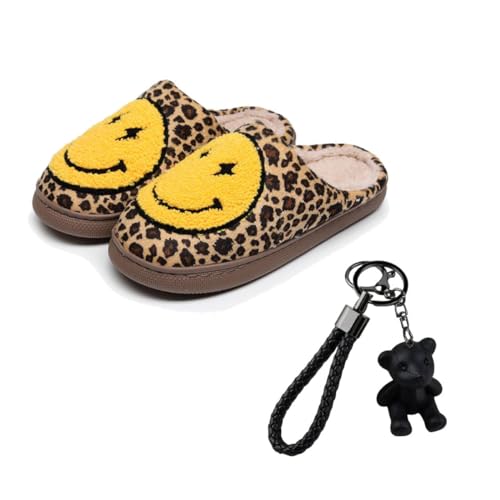 Smile Face Slippers Retro Smile Slippers Comfy Smile Face Slippers for Women Cozy Happy Face Slippers with Smile Face Preppy Slippers Casual Slippers Unisex