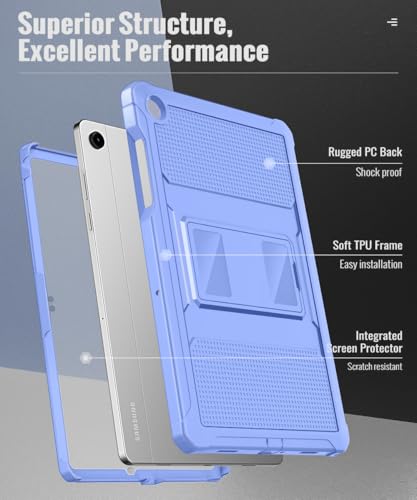 Image of MoKo Shockproof Case Fit Samsung Galaxy Tab A11+ Plus / A9+ 11 Inch | Full Body Rugged Stand Back Cover with Built-in Screen Protector for Galaxy Tab A11+ / A9+ Tablet, Lavender Purple