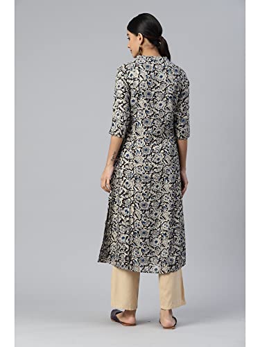 Image of Vbuyz Women's Floral Print A-Line Cotton Stitched Kurta