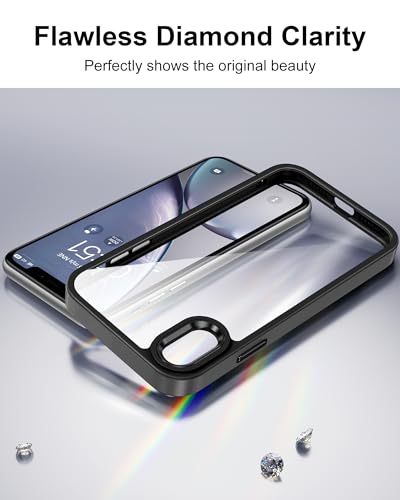 Image of HOOMIL Case for iPhone XR 6.1-Inch, Non-Yellowing, Drop Protection, Anti-Scratch Transparent Hard Back Phone Cover - Black