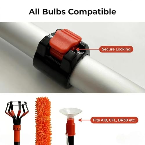 26FT Reach Light Bulb Changer for High Ceilings, 5-20FT Telescoping Pole by Generic - Used condition - Image 5