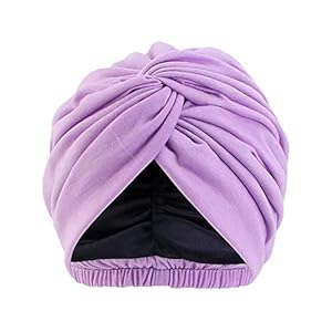 Pluto & Fox Hoofdbedekking, met elastiek aan de achterkant, voor het slapen, , chemotherapie, nacht, haarverlies, Licht Paars, 56-58