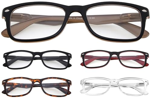 Eyekepper 5 Pack Classic Reading Glasses for Women Men Vintage Readers with Spring Hinges +2.50