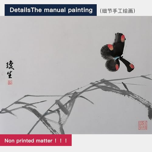 Peinture chinoise fleurs et oiseaux faite main symbole de bonne chance pour maison - 2