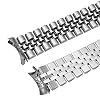 Juntan Screw-in Stainless Steel Watch Strap 20mm for Men Women, Classic Curved End Metal Watch Bands Strap for Men Women with Oyster Buckle, No Gap Taperd Replacement Bracelet Silver #5