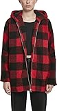 mantel braun kariert damen Gefütterte Langarm Jacke mit Reißverschluss für Frauen aus künstlichem Fell mit angesagtem Karo-Muster im Stil eines Flanell-Hemdes