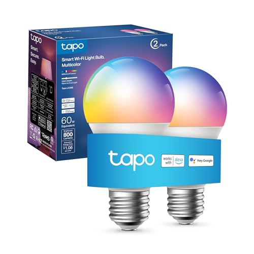 Tapo L530E 2-Pack E27 Smart Bulb, Alexa Bulb, Extra Bright WiFi Smart Bulb, Multicolour, Dimmable, 8.3W , Schedule & Timer, Away Mode, Energy Saving, Voice Control Alexa & Google - Packaging May Vary