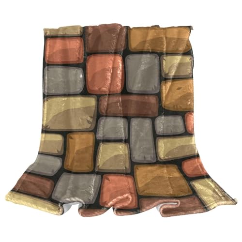 Couverture douce imprimé briques 150x200, le plaid polaire idéal pour cocooner - 2