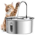 Cat Water Fountain Stainless Steel: 108oz/3.2L Cat Fountain for Drinking, Pet Fountain Water Bowl Dog Drinking Dispenser Cat Feeding & Watering Supplies, Super Quiet Kitty Spout for Cats Dogs