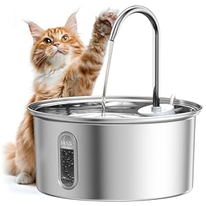 Cat Water Fountain Stainless Steel: 108oz/3.2L Cat Fountain for Drinking, Pet Fountain Water Bowl Dog Drinking Dispenser Cat Feeding & Watering Supplies, Super Quiet Kitty Spout for Cats Dogs