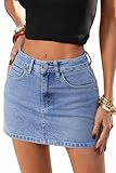 ELLEVEN Denim Skort for Women Jean Skort Mini Skirt Shorts Casual Trendy Summer Y2K Cute Sexy Fashion High Stretchy Jots Low Waist Hot Going Out Sport Silm Fit Pockets Denim Blue Medium