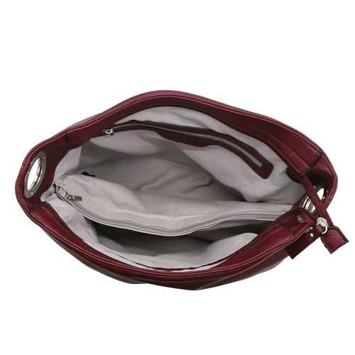 Hobo Shoulder Bag with Big Snap Hook Hardware (Burgundy)