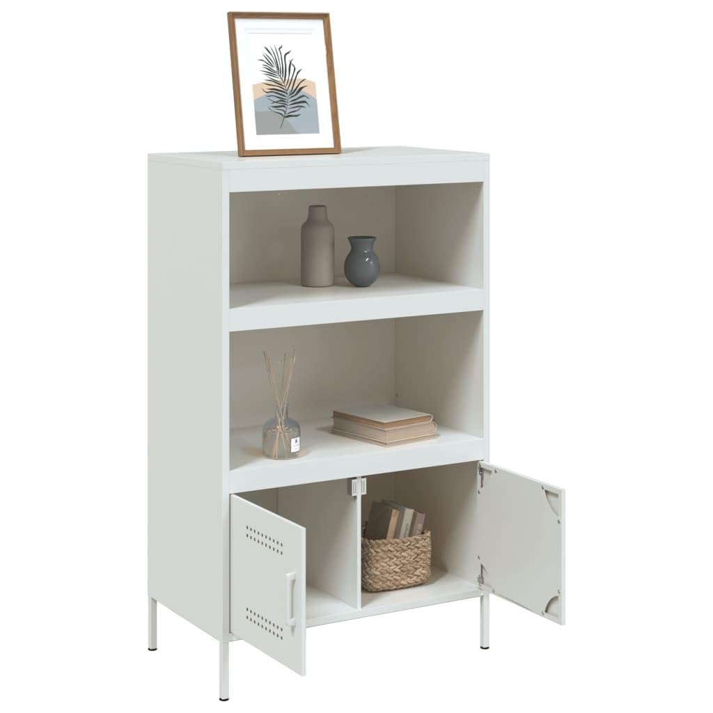 Armadio alto bianco, 68 x 39 x 113 cm, in acciaio, con ante