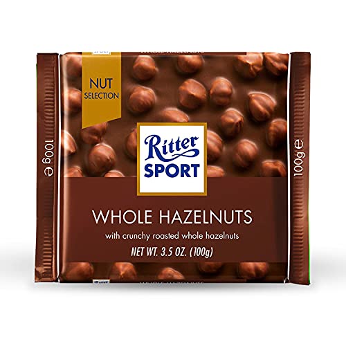 Image of Ritter Sport Whole Hazelnut Milk Chocolate 100G (Pack Of 2) Chocolates Nut Selection, Product Of Germany, Milk Chocolate With Whole Hazelnuts | Nutritious And Nutty Crunch, 200 Gram
