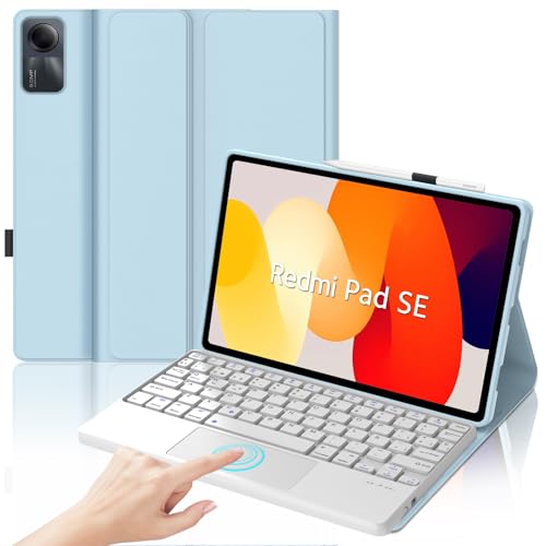 Teclado bluetooth Redmi Pad SE 11 con trackpad funda magnética español ñ azul