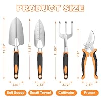 Ocean Ice Garden Tool Set, 4Pcs Aluminum Heavy Duty Gardening Tool Set, Include Shovel, Transplant Trowel, Hand Cultivator and Shear with Rubberiz NonSlip Ergonomic Handle, Gardening Kit for Women Men — image 2