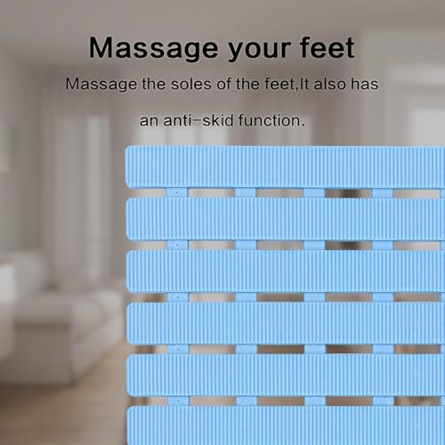 Image of HomeCloud Non-Slip Shower Mat for Bathtub, Anti-Slip Bath Mat with Suction Cups, Drainage Holes & Foot Massage Exfoliating Surface (Blue)