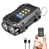 MXHIGO Mini Linterna Led Recargable con Llavero, Lampara de Mano Recargable Portatil, 400 Lumens, 8 Modos, Flashes RGB,...