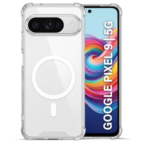Image of TRUEUPGRADE Back Cover for Google Pixel 9 | Mag-Safe Printed Transparent Case | Hard PC Back + Soft TPU Bumper | Magnetic Print Shockproof Protective Cover | Crystal Clear