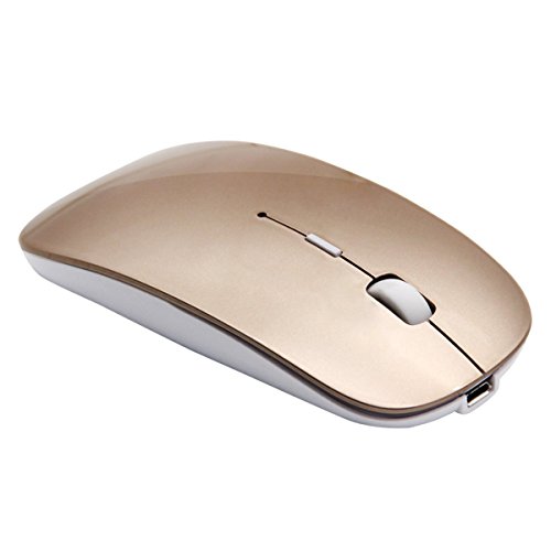 Tsmine Souris Bluetooth Rechargeable Slim - Souris Optique sans Fil Rechargeable pour Ordinateur Portable, PC, Ordinateur Portable, Tablette Windows/Android (Pas pour iPhone ou iPad)-Or