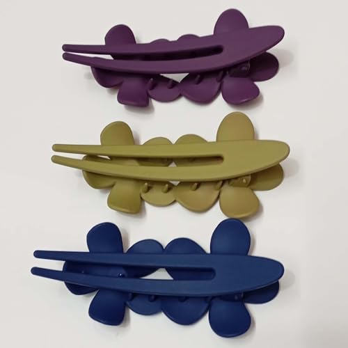 Image of Alvero 3-Piece Korean Matte Hair Claw Clip Set for Women & Girls, Strong Hold Stylish Hair Clips, Lightweight Non-Slip Hair Accessories for Party & Occassional Wear (Pack of 3 Pc) (Luxe Blossom)
