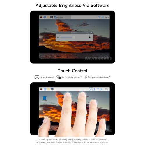Image of waveshare 4inch Capacitive Touch Display Compatible with Raspberry Pi5 /4B /3B+ /3A+ /CM3+ /4 480x80 Resolution DSI Interface IPS Optical Bonding Screen