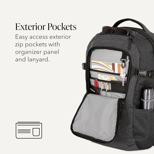 SWISSGEAR Extra Large Hybrid Laptop Backpack, Travel & Work Bag with Multiple Pockets & Airflow Back Panel, Grey Heather, 22-Inch by SwissGear - Used condition - Image 4