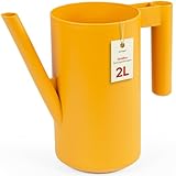 KONZEPT Kleine Gießkanne für Zimmerpflanzen 2 L – Blumengießkanne aus Kunststoff mit schmaler Tülle und ergonomischem Griff, UV- & wetterbeständig, Robust, für Zuhause, Balkon & Garten, Senfgelb