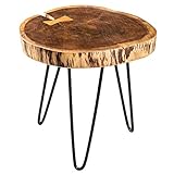 riess-ambiente.de Industrial Beistelltisch GOA 40cm Natur Akazie mit Hairpin Legs | schöner Couchtisch im Industrial Style