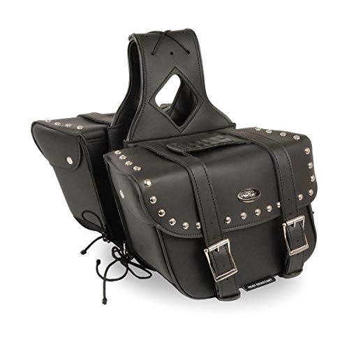 Image of Milwaukee Leather Studded Throw-Over Motorcycle Saddlebags - Synthetic Leather - Universal Fit - Zip-Off - Medium