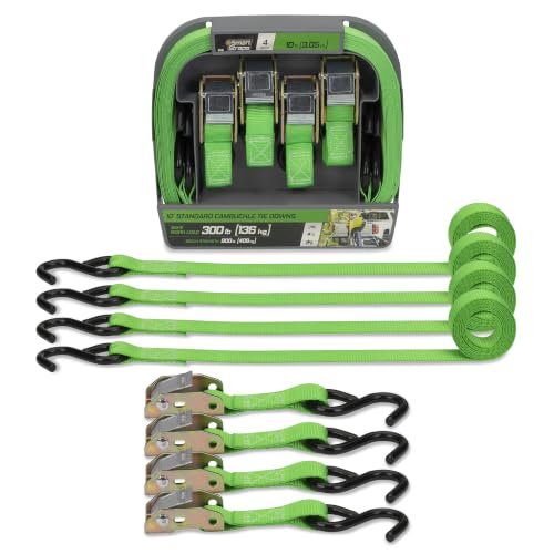 SmartStraps 10' Standard Duty Cambuckle Tie Down Straps, 4 Pack