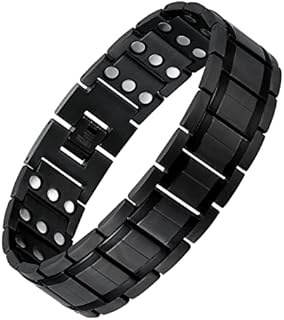 Jeracol Lymph Detox Brazaletes Titanium Steel Magnetic Bracelet for Men,with 3X Ultra Strength 3500 Gauss Magnets,Lymphatic Drainage Magnetic Wristband for Anniversary,with Removal Tool & Gift Box
