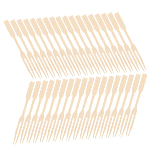 TENDYCOCO 200個 使い捨て竹製フードピック ミニ前菜フォーク 二又仕様 フルーツスナック用 持続可能な環境配慮パーティー用食品串