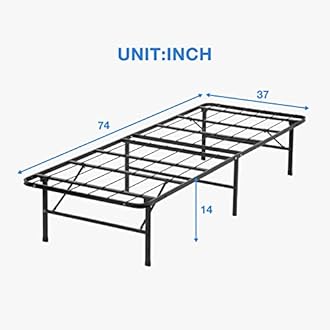 FDW Black Metal Bed Frame Platform Twin Size 14 Inch Heavy Duty Steel Box Spring Mattress Foundation with Storage