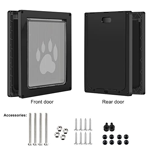 CEESC Large Dog Door for Pets Up to 100 lb, Weatherproof Pet Door for Cats and Dogs, Durable, Snap-in Closing Panel Included, Suitable for Interior and Exterior Doors or Walls (Large, Black)