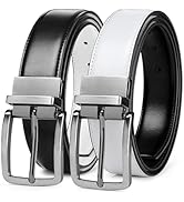 MILORDE Men’s Reversible Leather Belt for Casual Golf Dress Pants Shirts, Double Style - 2 Sides