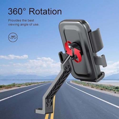 Image of Universal Bike Mobile Stand with 360 Rotation | Handlebar & Mirror Mount Phone Holder | Shockproof Clamp for 4.7-7.2 Inch Smartphones (XY-089)