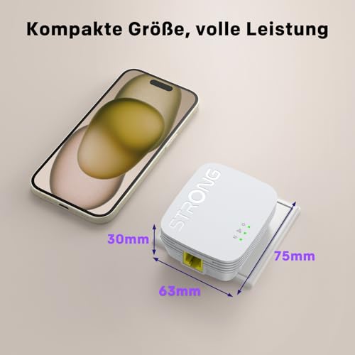 STRONG - Powerline 1000 Set Mini - 2 Powerline-Adapter 1000 Mbps - Highspeed-Internetzugang - 300 m Reichweite - Für alle Boxen/Router - LAN-Anschluss - Plug & Play-Installation - weiß