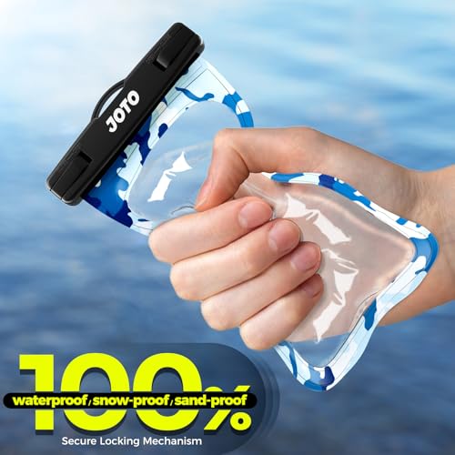 Image of JOTO Up to 7 inch Universal Waterproof Phone Case for iPhone 17 Air 16 15 14 13 12 11 Plus Pro Max, IPX8 Cellphone Dry Bag XR X SE, Galaxy S23 S22 S21 S20+ S20 S10 Plus Note, Pixel -CamoBlue