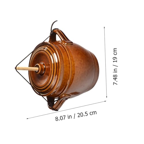 TOYANDONA 1.3L Ceramic Sealed Jar with Wooden Lid for Home Kitchen Use, Self-Pressurised Fermentation Jar - Stylish Pickle Container - Image 2