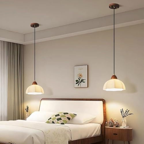 Lámpara Colgante de Cristal Festoneado de Estilo Moderno de Mediados de Siglo - Lámpara Colgante de latón Ajustable para Isla de Cocina, Comedor o mesita de Noche - Elegante luminaria de Tec