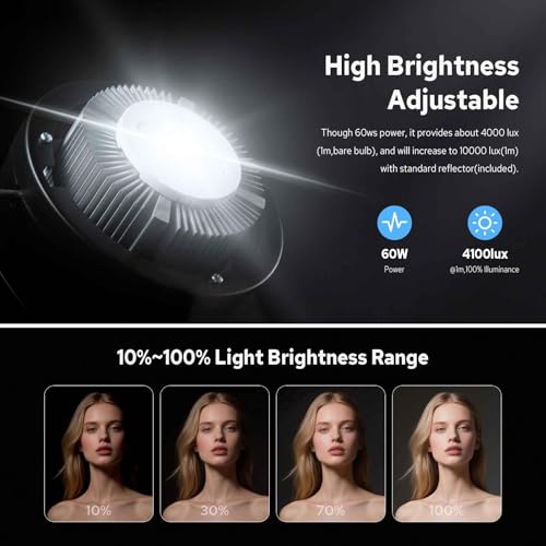 Image of Godox SL60W LED Video Light, 60W 5600K Daylight LED Continuous Light SL-60W, Powerful Studio Bright Light with Bowens Mount 10-100% Brightness for Video Recording Wedding