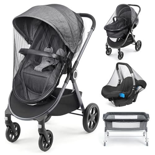 Orzbow 3 Pack Mosquito Net for Stroller | Universal Baby Mosquito Net for Strollers Car Seats Bassinets Cradles Playards Pack N Plays and Mini Cribs Baby Summer Travel Essentials Black
