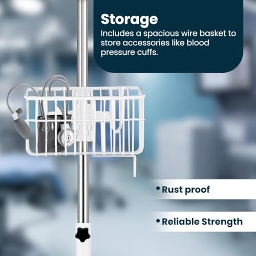 rolling stand for edan elite v series vital signs monitor monitor not included blood pressure cuff basket adjustable pole and cord organizer